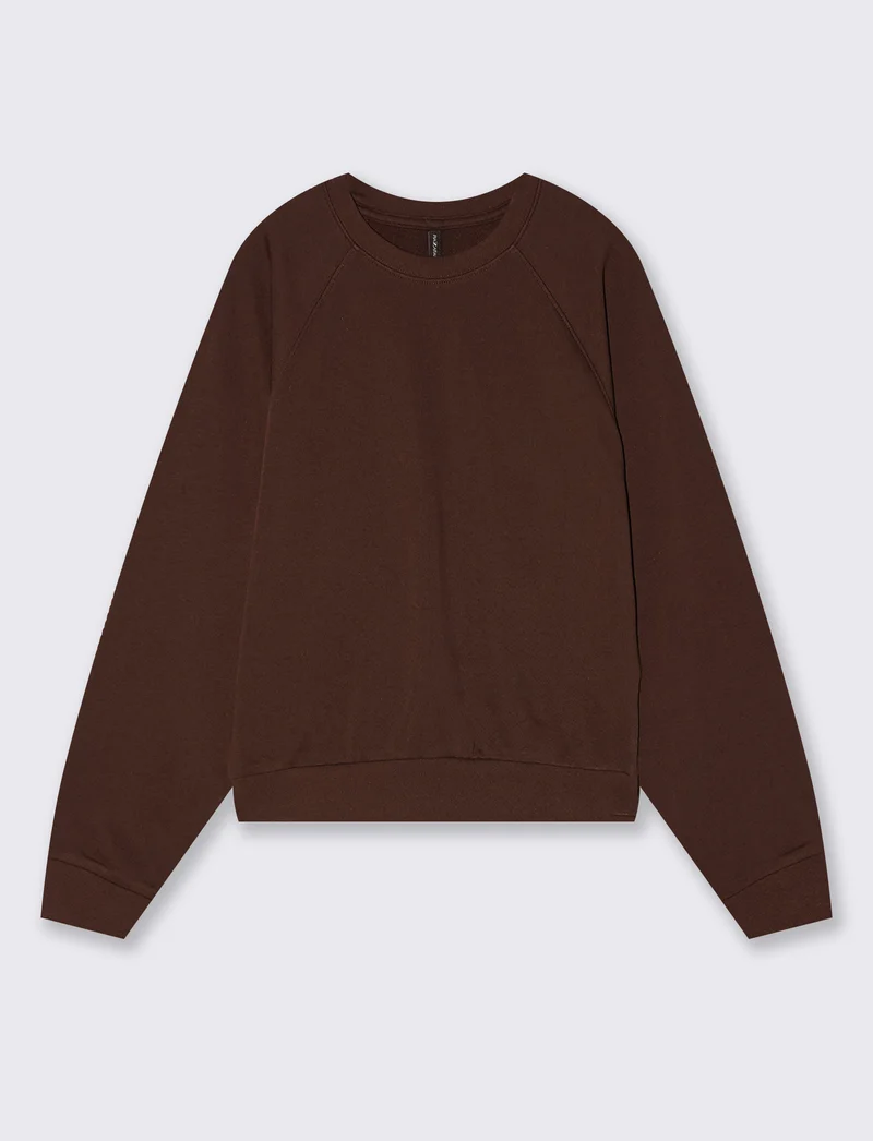 Felpa girocollo manica raglan basica - Marrone cioccolato