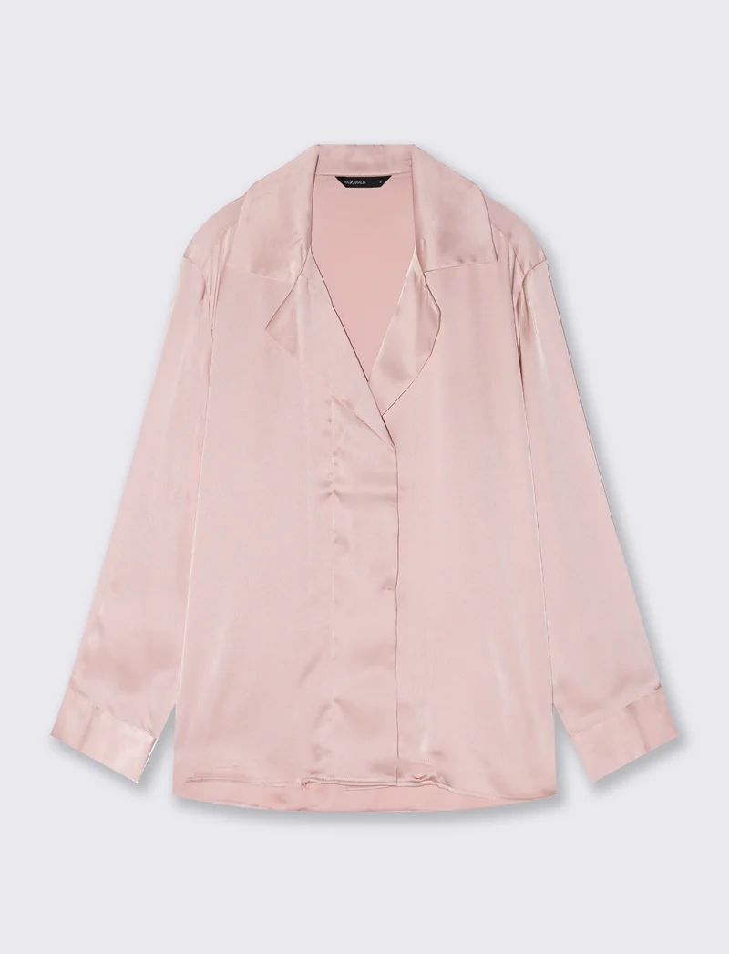 Camicia manica lunga con carrè retro - Rosa polvere