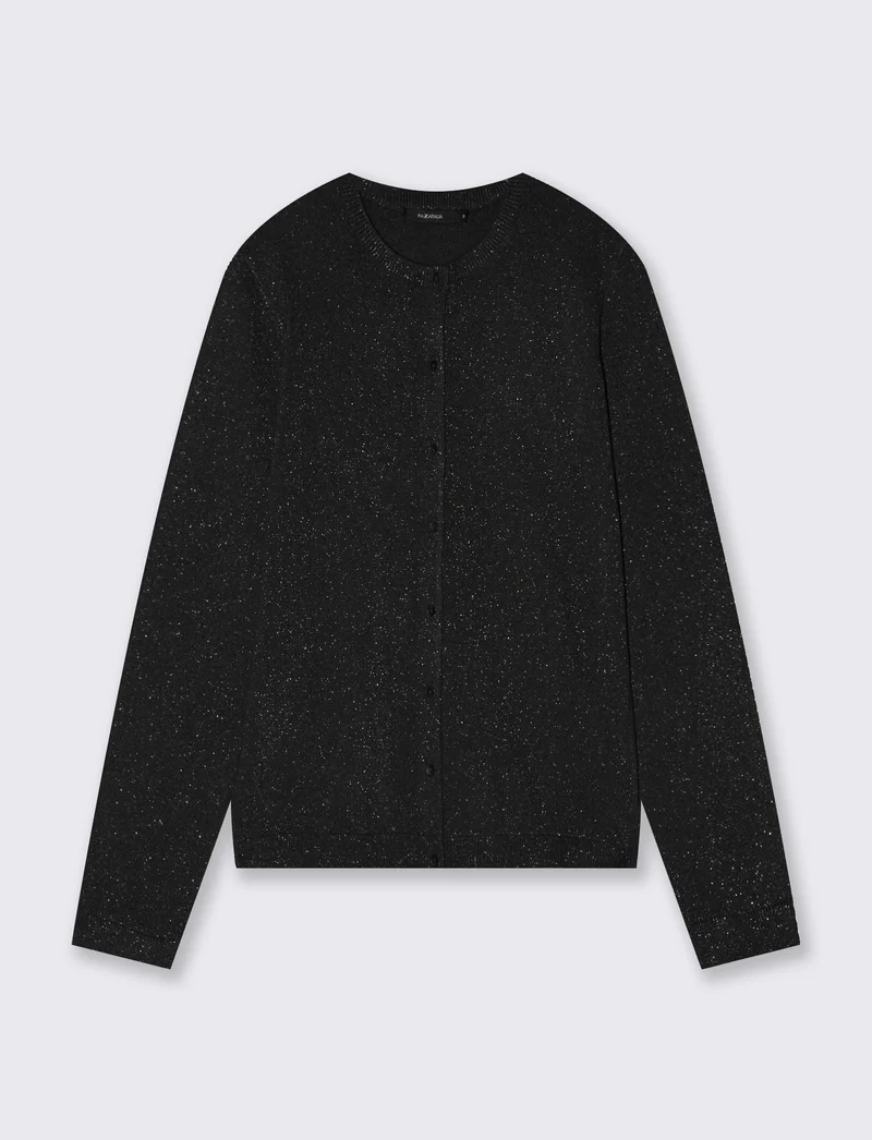 Cardigan in lurex con collo paricollo - Nero