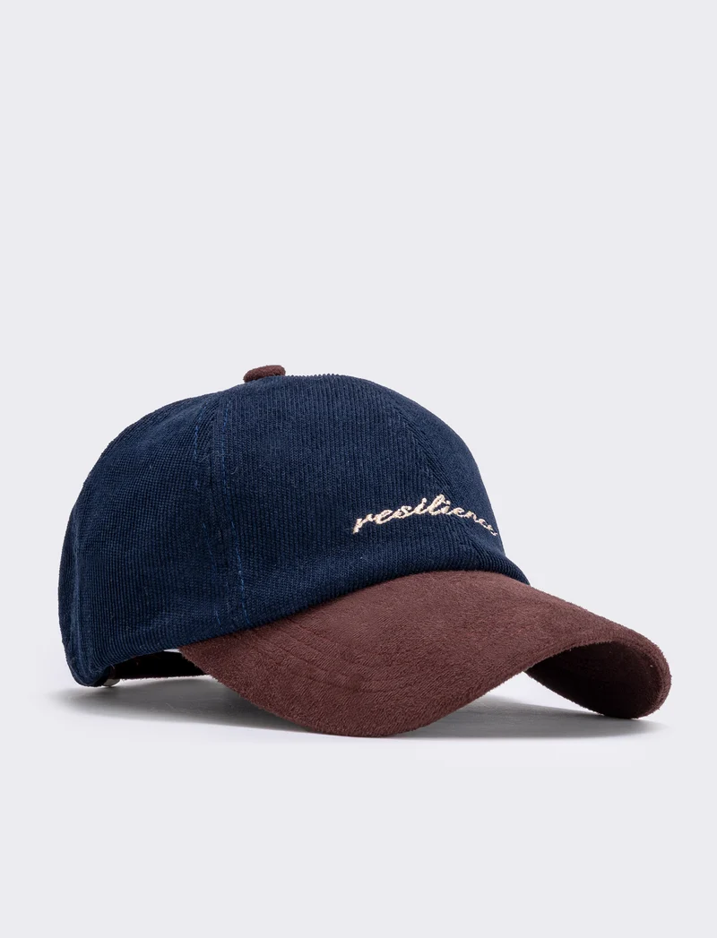 Visiera Baseball a Contrasto con Ricamo - Blu