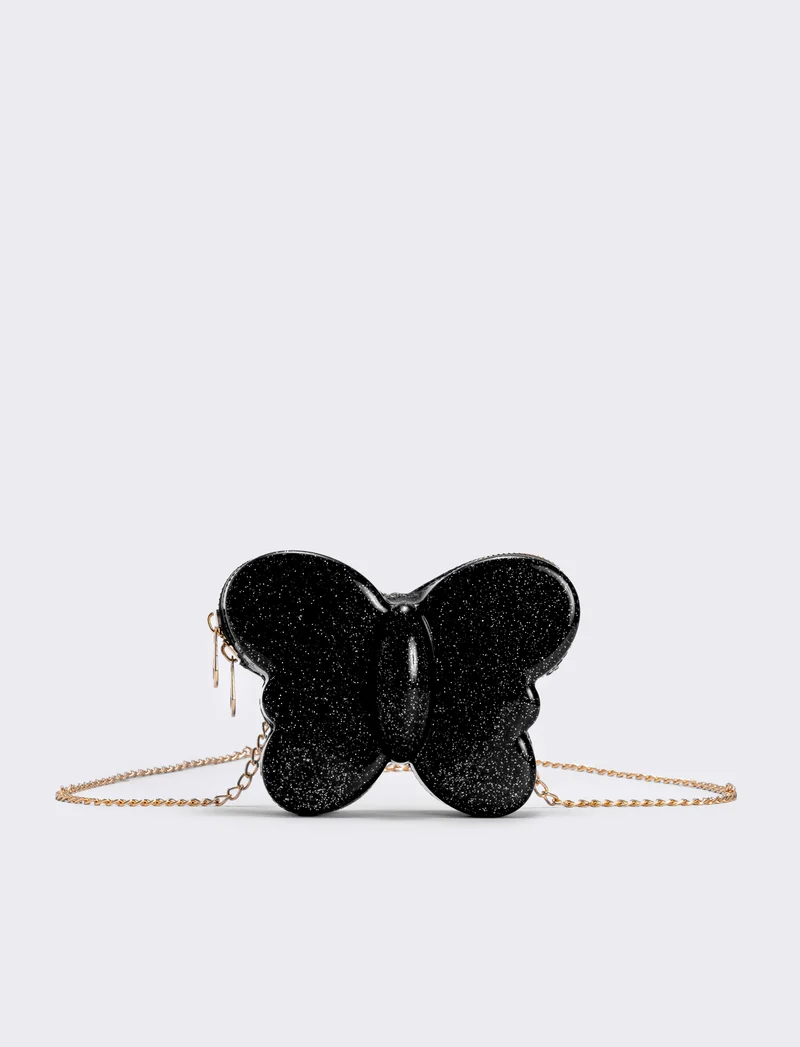 Borsetta farfallina glitter per bambina - Nero