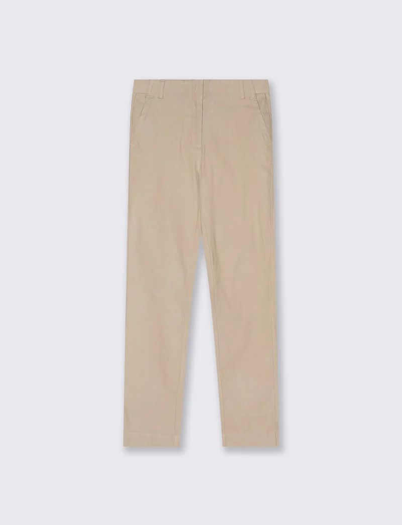 Pantalone Bengalina Slim a Vita Media - Beige grano