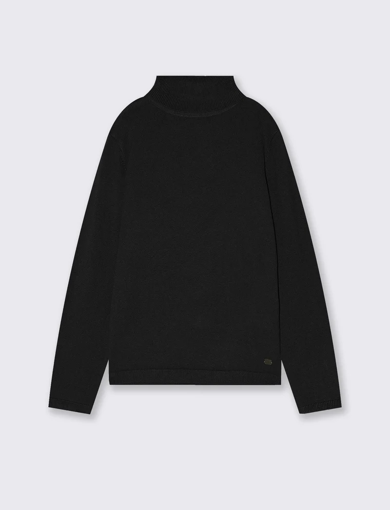 Maglia Collo Alto in Viscosa Nylon - Nero