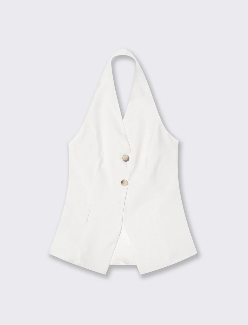 Gilet con scollo sulla schiena - Bianco
