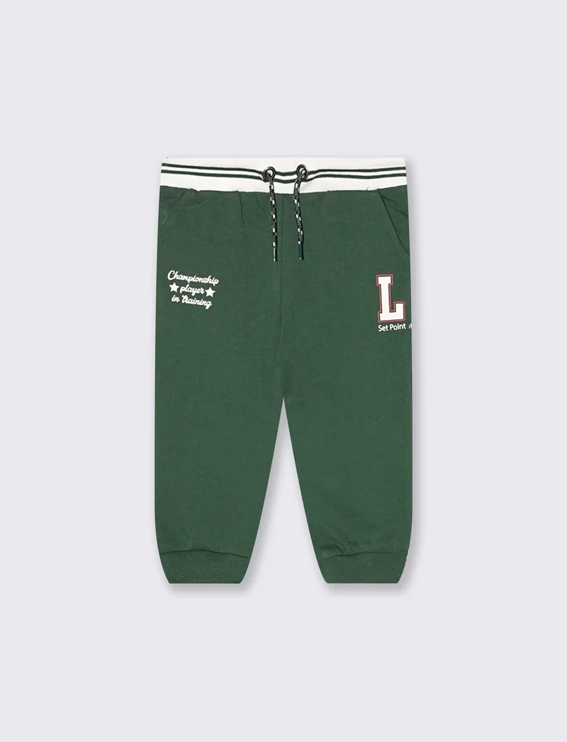 Jogger con baschina a righe e coulisse - Verde abete