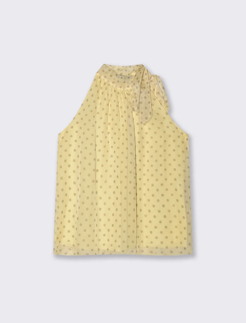 Top Scollo Halter Pois - Giallo