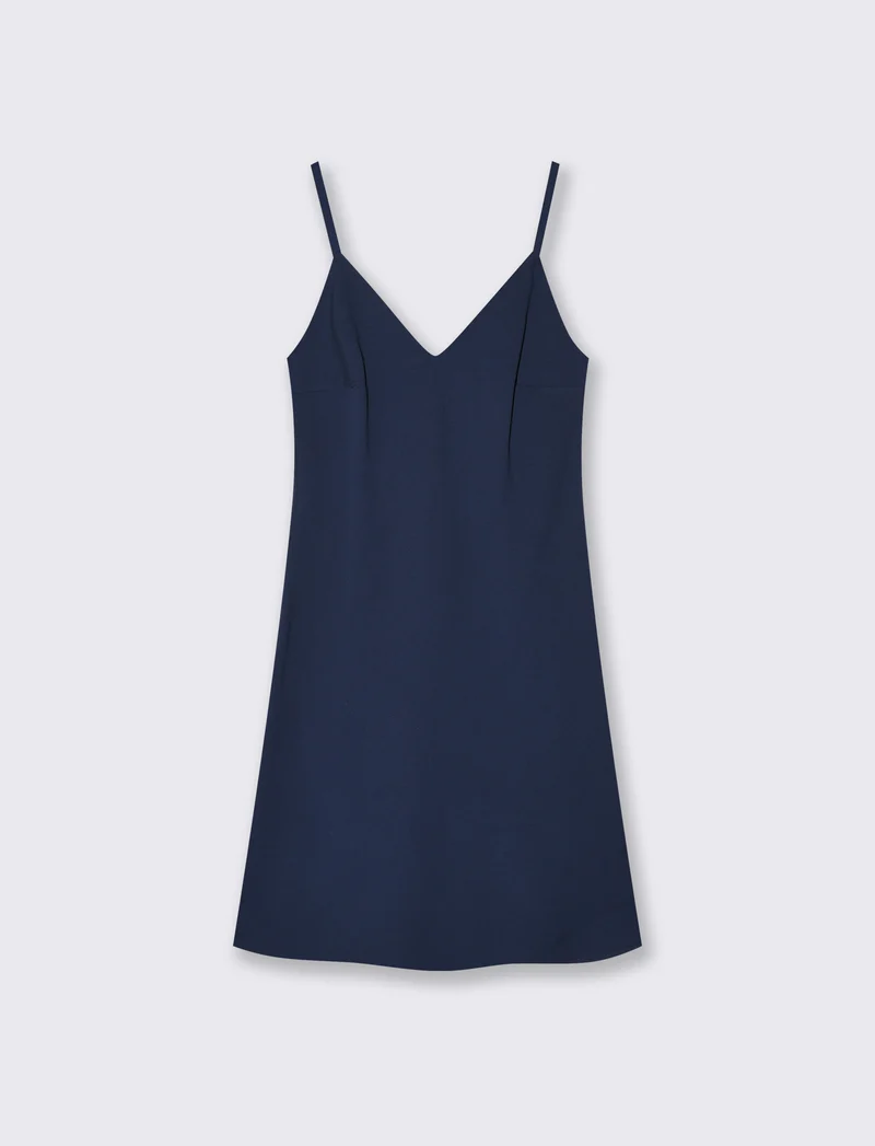Abito Corto con Bretelle Sottili - Blu
