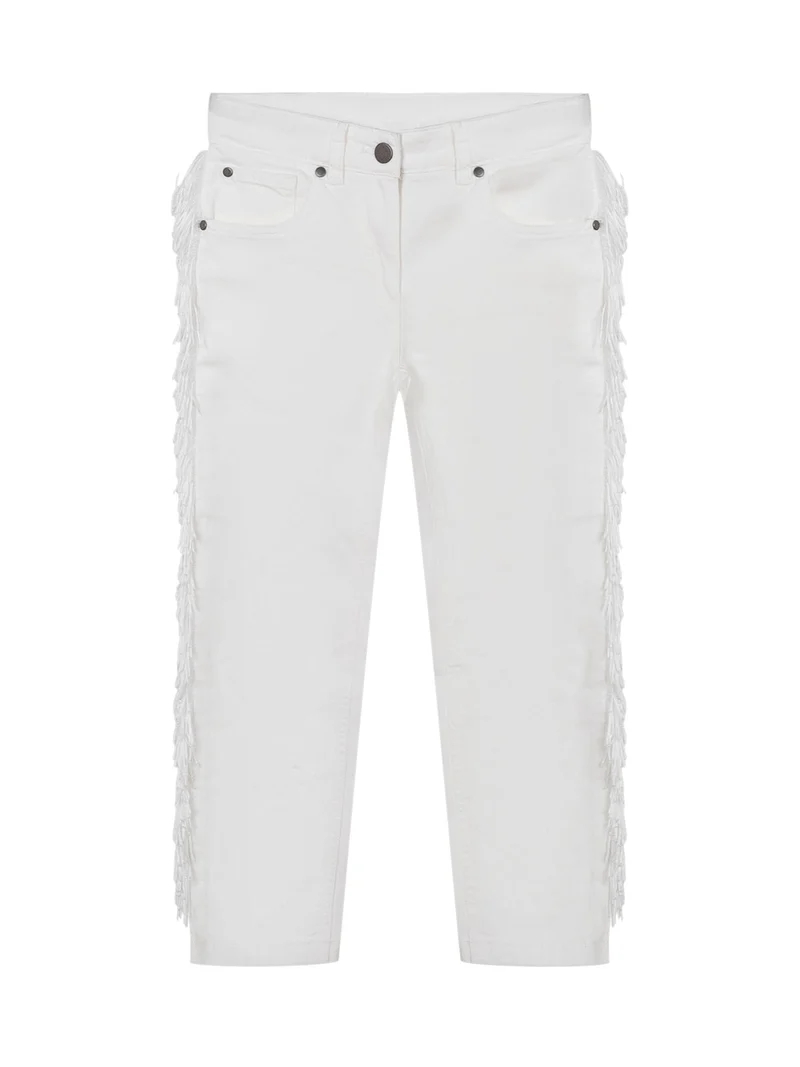Jeans Cropped con Frange Laterali