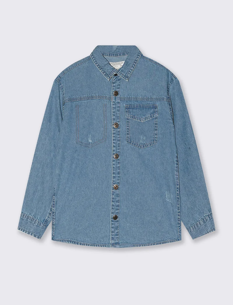 Camicia in denim 100% cotone casual - Denim