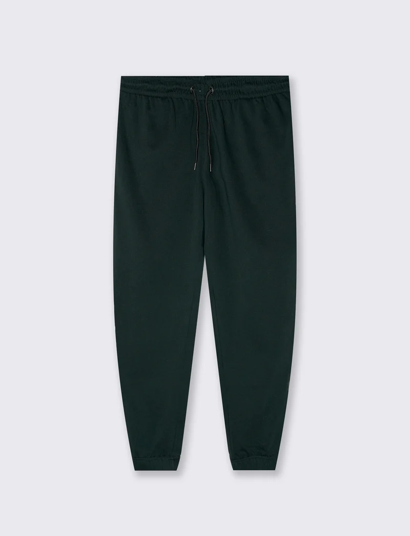 Pantaloni Jogger Basic in Felpa con Elastico - Verde scuro