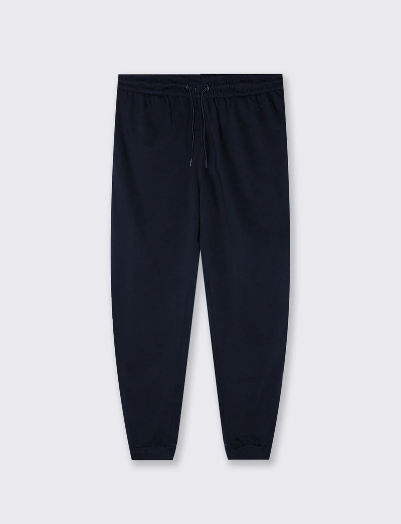 Pantaloni Jogger Basic in Felpa con Elastico - Blu