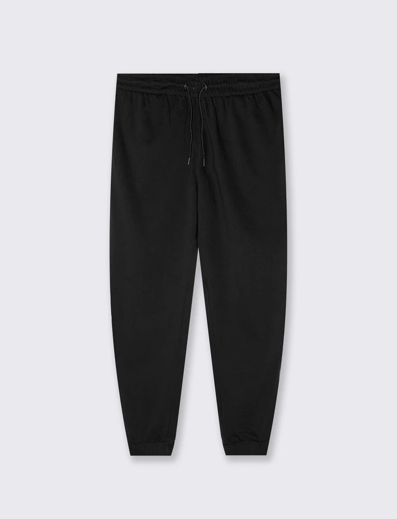 Pantaloni Jogger Basic in Felpa con Elastico - Nero