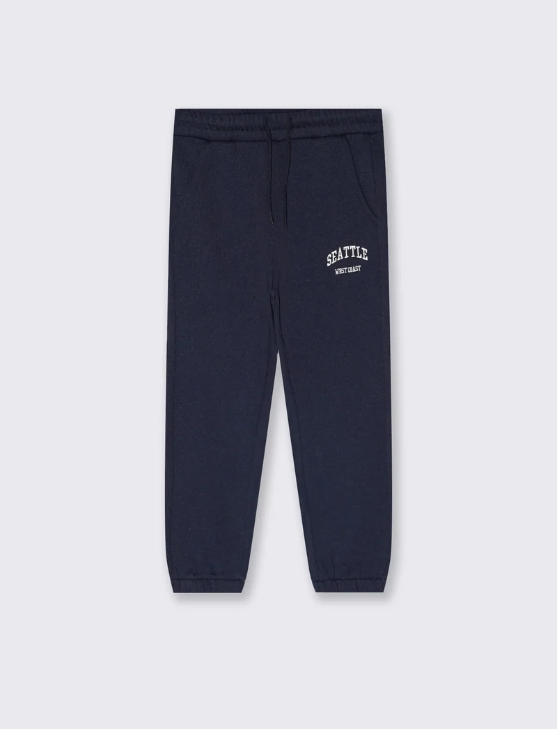 Jogger college con ricamo e tasche - Blu