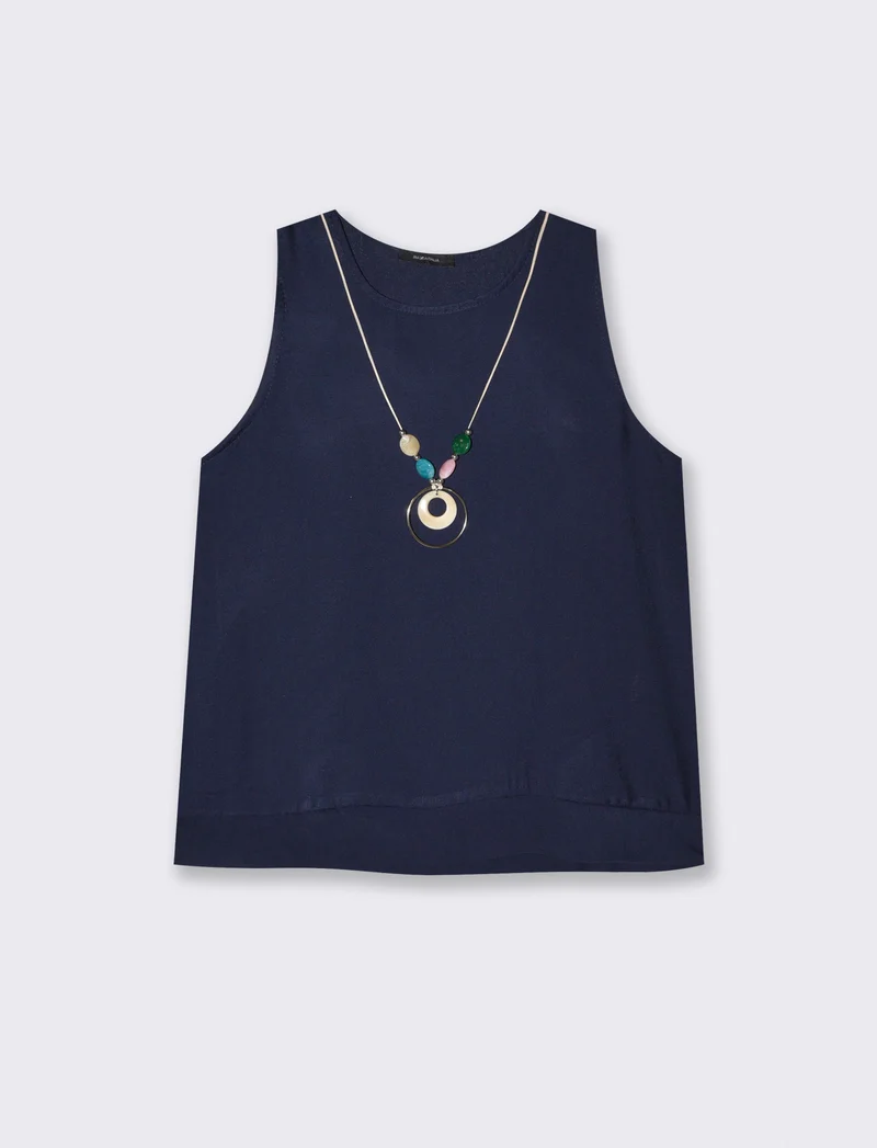 Casacca morbida giromanica con collana donna - Blu
