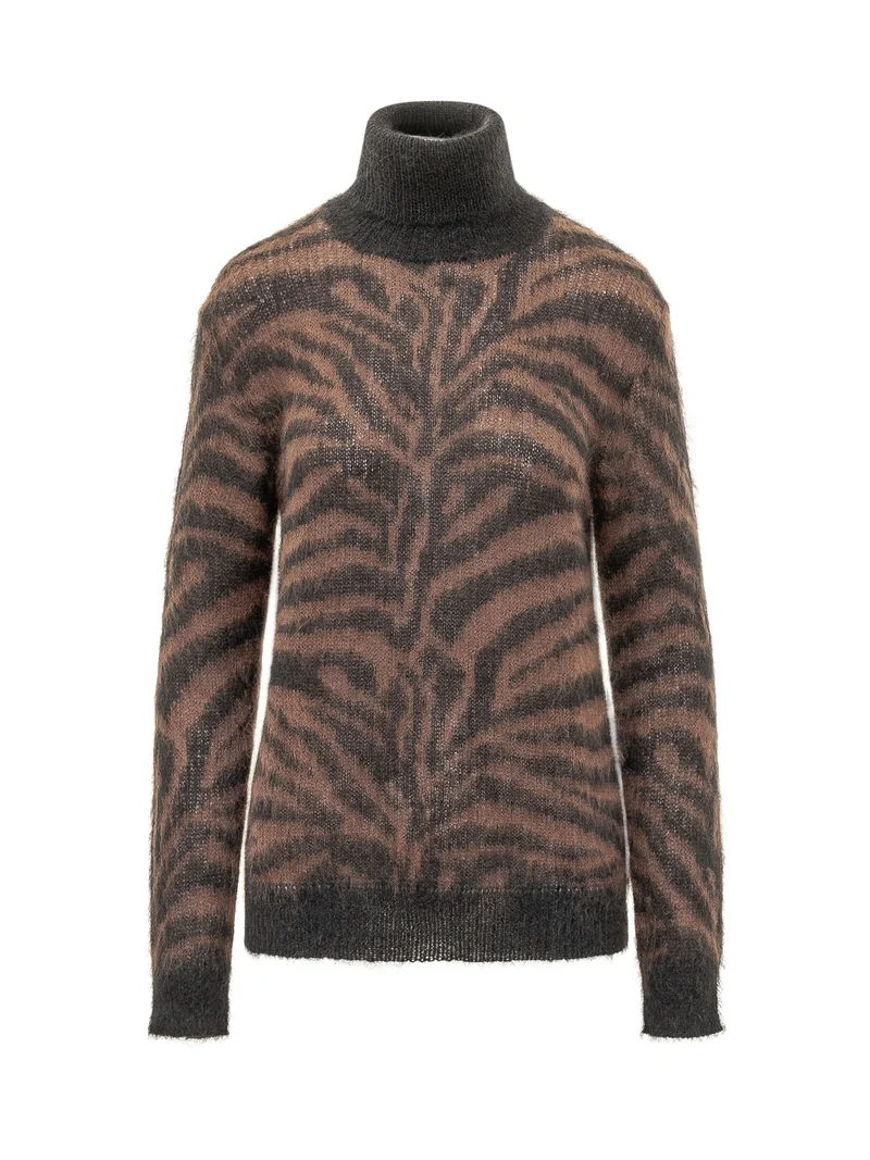 Maglia Dolcevita con Motivo Animalier