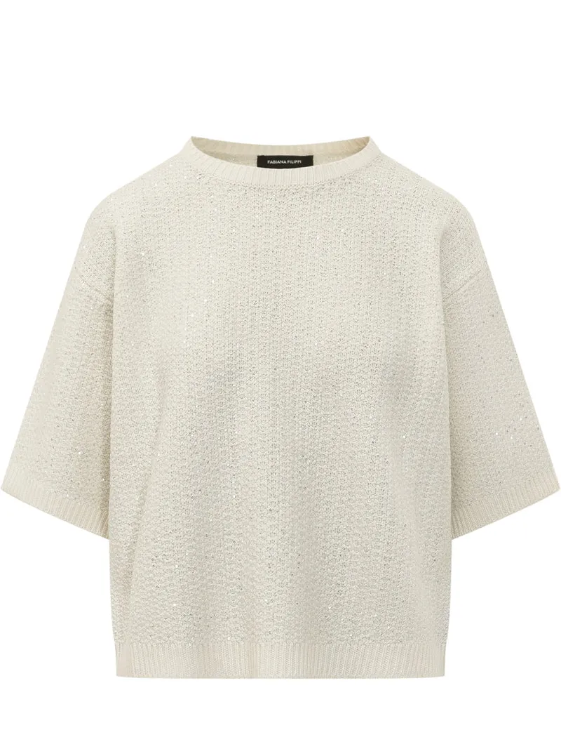 Maglia a Maniche Corte con Paillettes