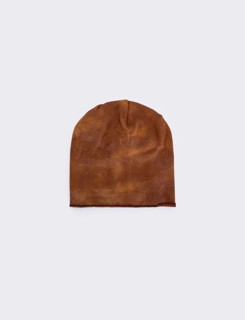 Cuffia uomo melange con strappi verticali - coccio