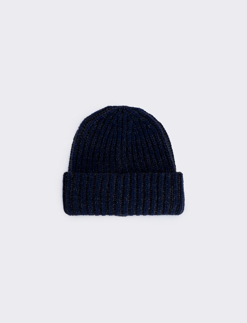 Cappello grande a treccia bicolore - Blu