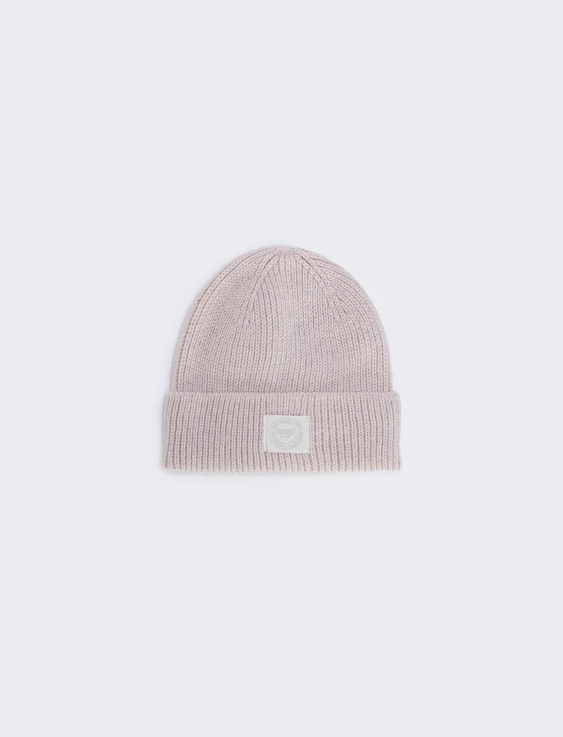Cappello in maglia con risvolto - Bianco sporco