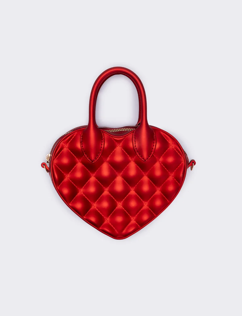 Borsetta bambina cuore trapuntato rosa - Rosso