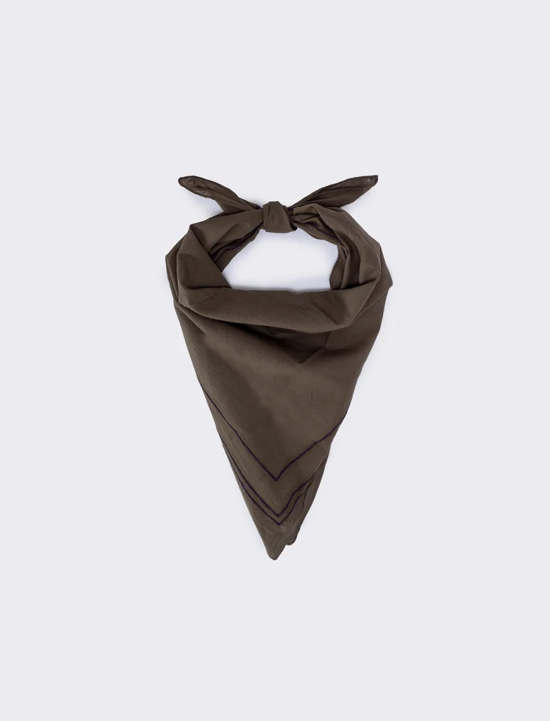 Foulard uomo con riga ricamata unita - Verde
