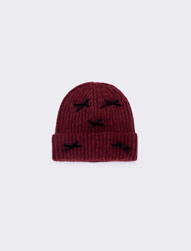 Cappello con fiocchetti da bambina - Bordeaux