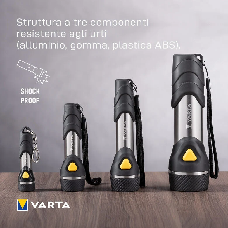 Varta Day Light Key Chain LED Flashlight (incl. anello portachiavi e 1x batteria AAA Longlife Power, antiurto) argento/nero per la casa, tutti i giorni, interruzioni di corrente