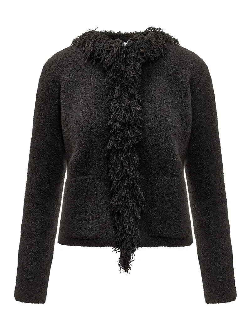 Cardigan Nero con Frange Ferragamo