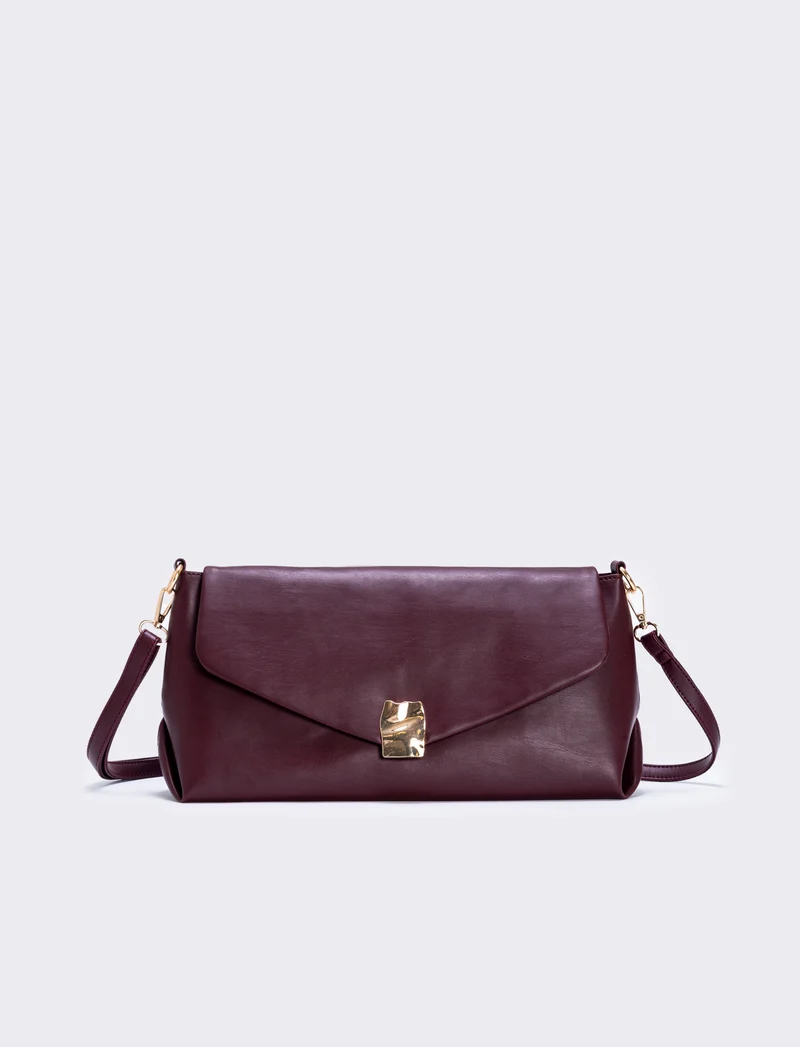 Pochettone effetto pelle con patta - Bordeaux