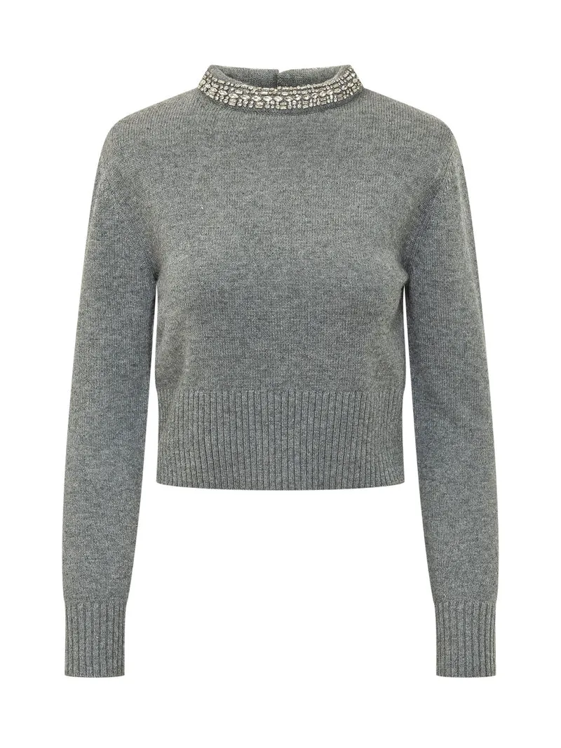 Berlino Maglia Cropped con Collo Decorato