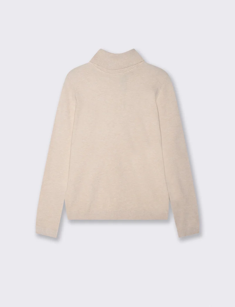 Pullover basico collo alto slim fit - Avorio