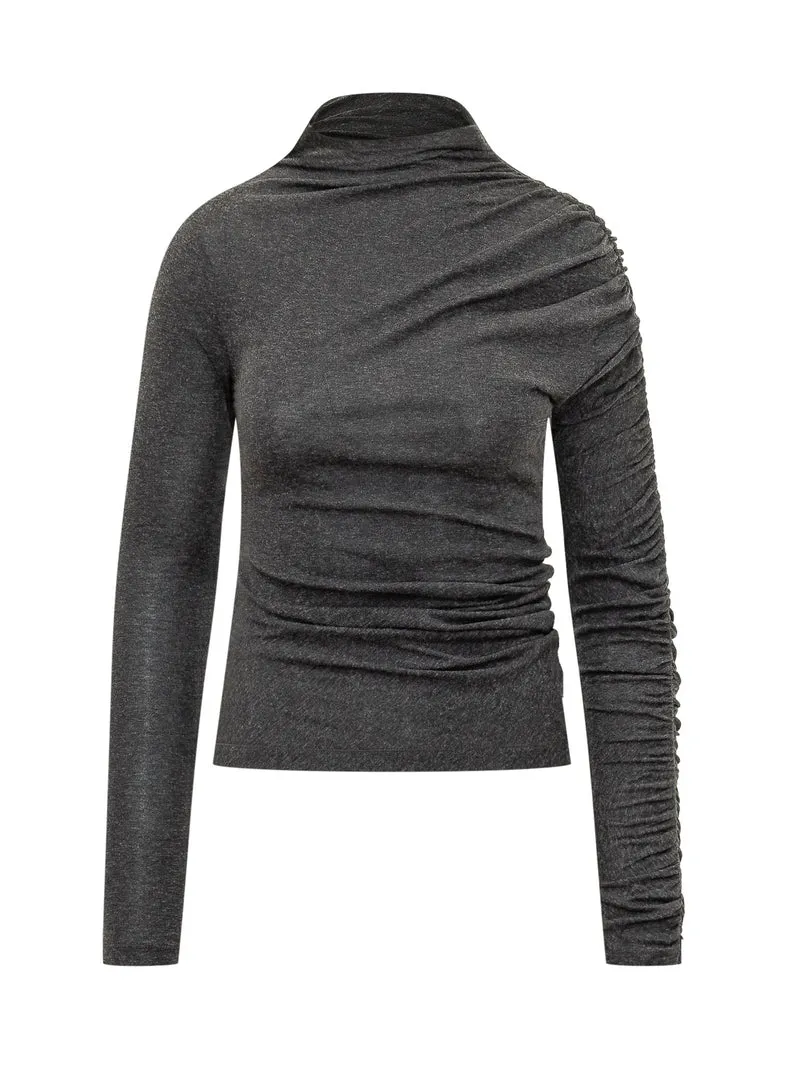 Top Loto con Drappeggio Asimmetrico