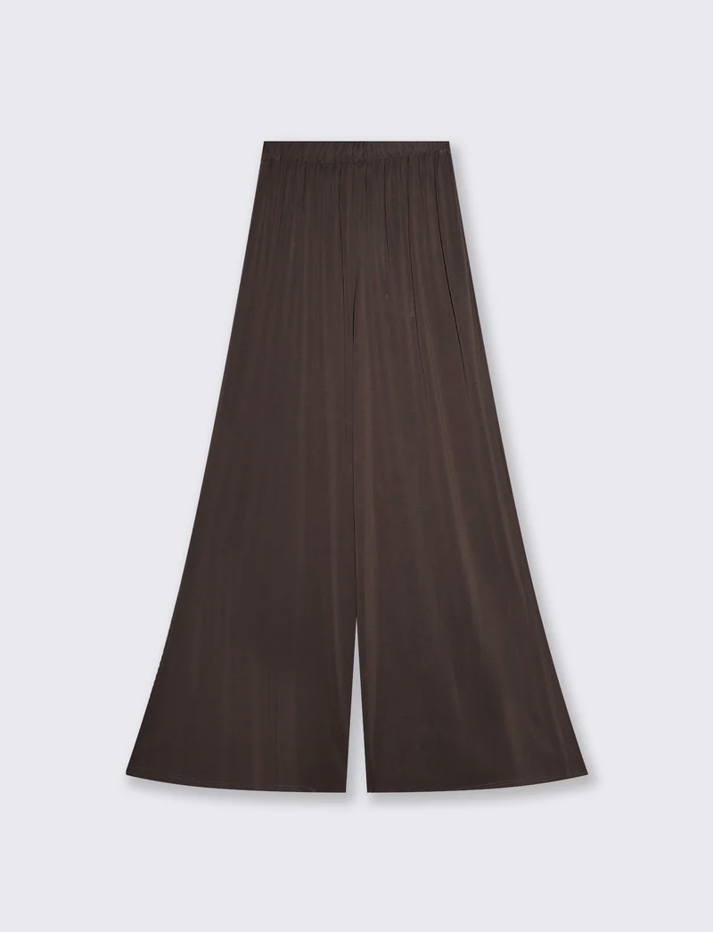 Pantaloni Morbidi Dritti con Elastico - Moro