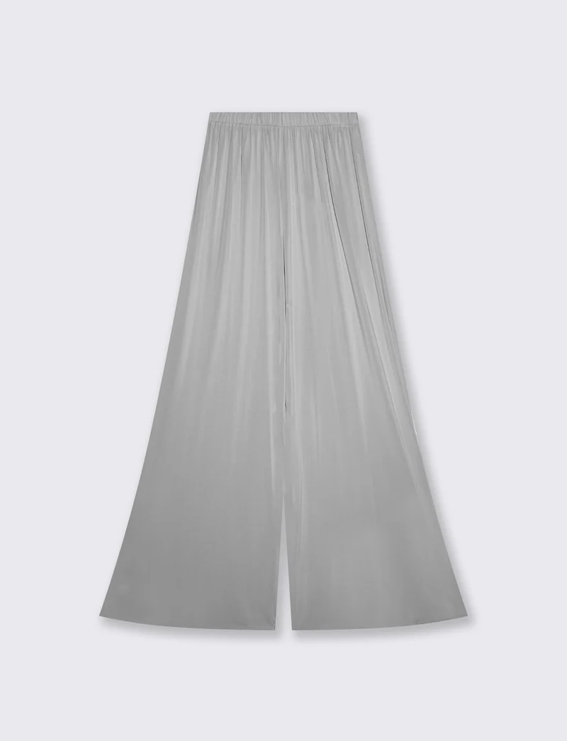 Pantaloni Morbidi Dritti con Elastico - Grigio
