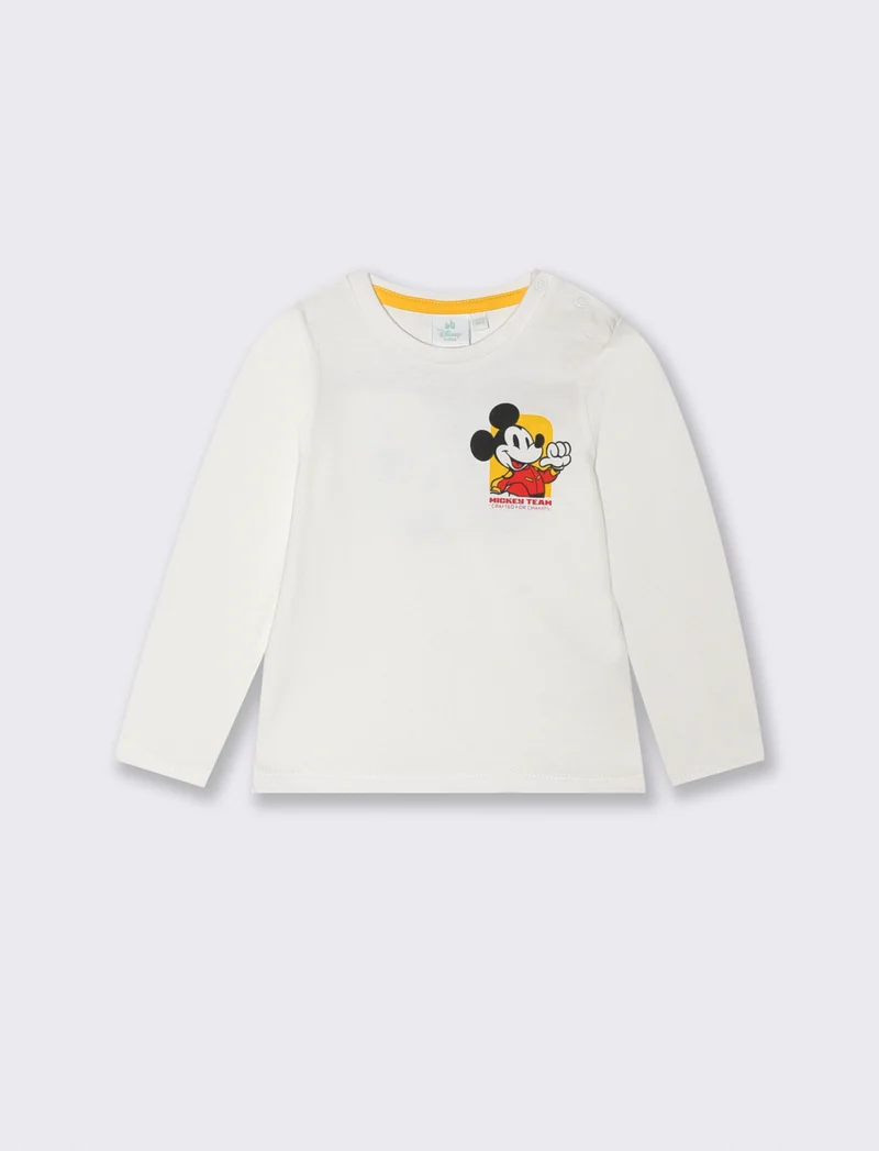 T shirt Mickey Formula 1 manica lunga - Bianco latte