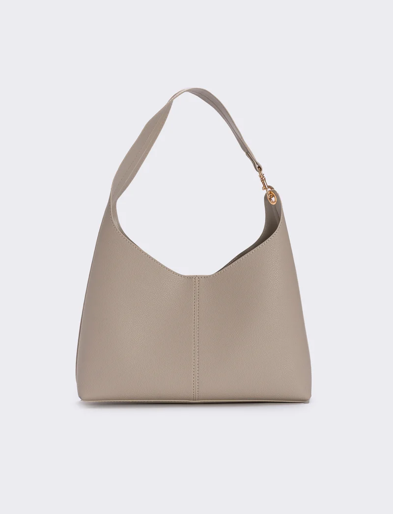 Borsa a spalla con gancio sintetica - Beige