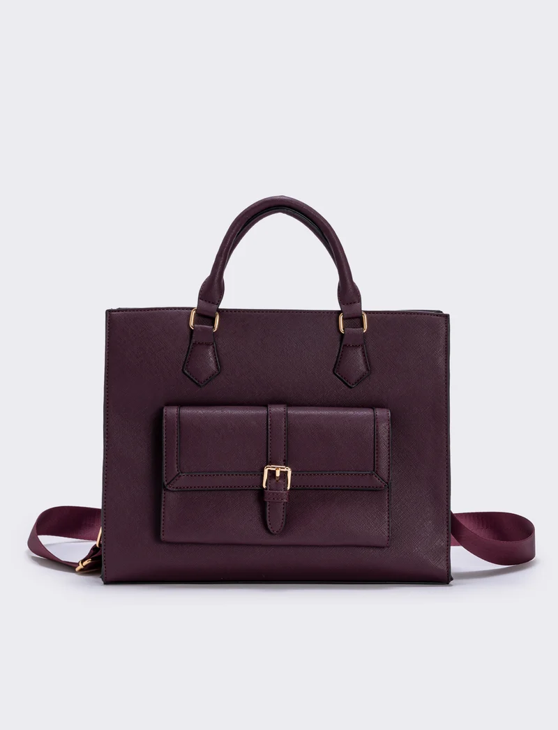Borsa shopper grande stampa saffiano - Moro