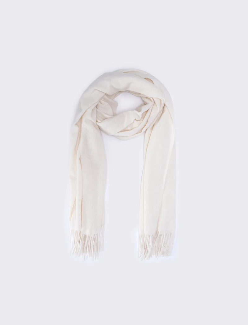 Sciarpa donna unito con frange - Bianco