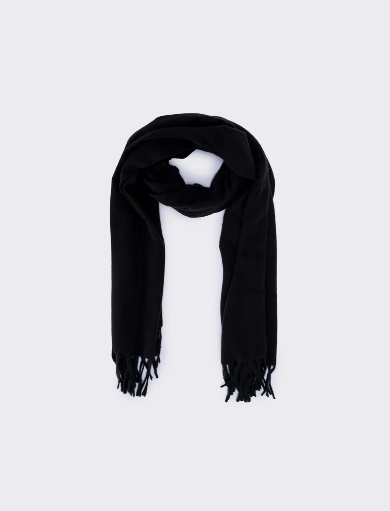 Sciarpa donna unito con frange - Nero