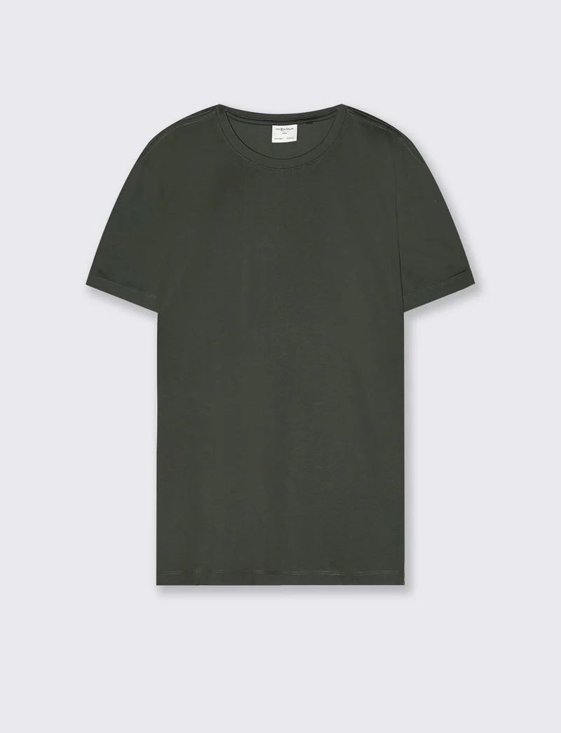 T-shirt girocollo in cotone mercerizzato - Verde militare