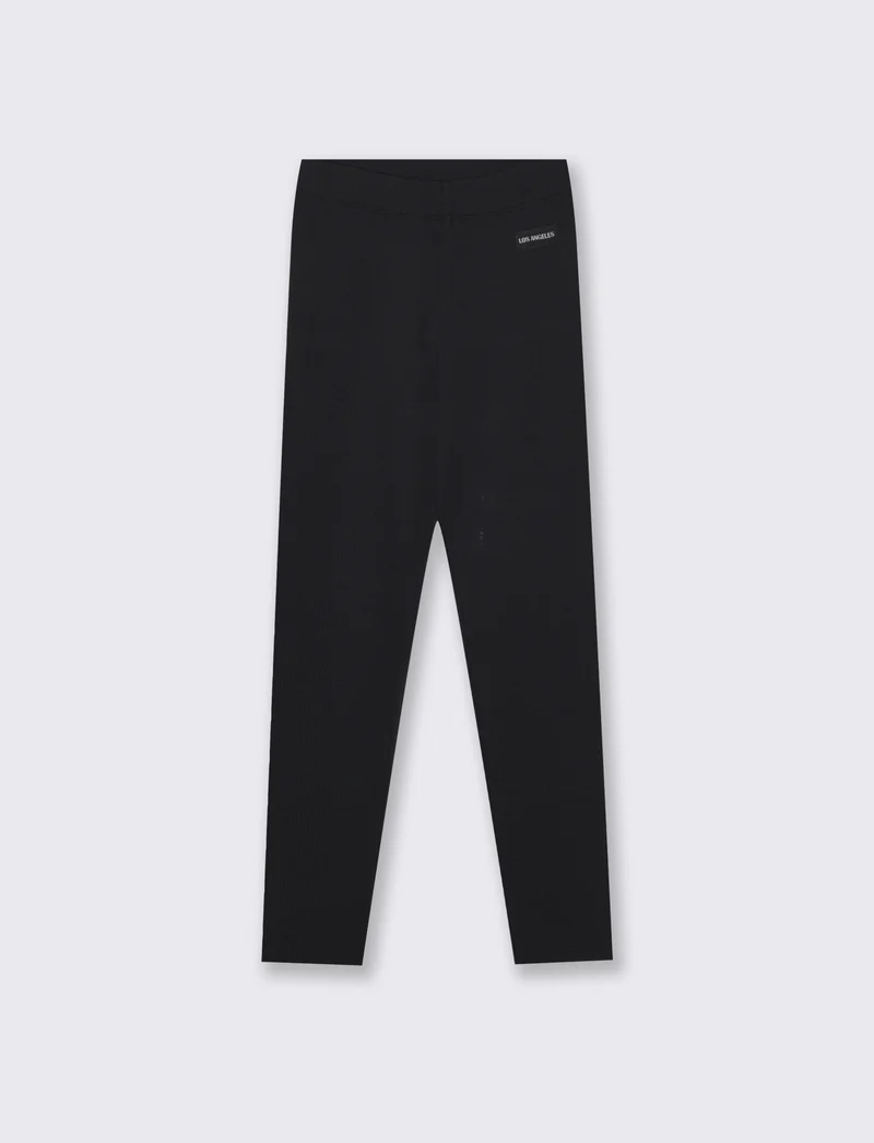 Leggings morbidi in costina elastica - Nero