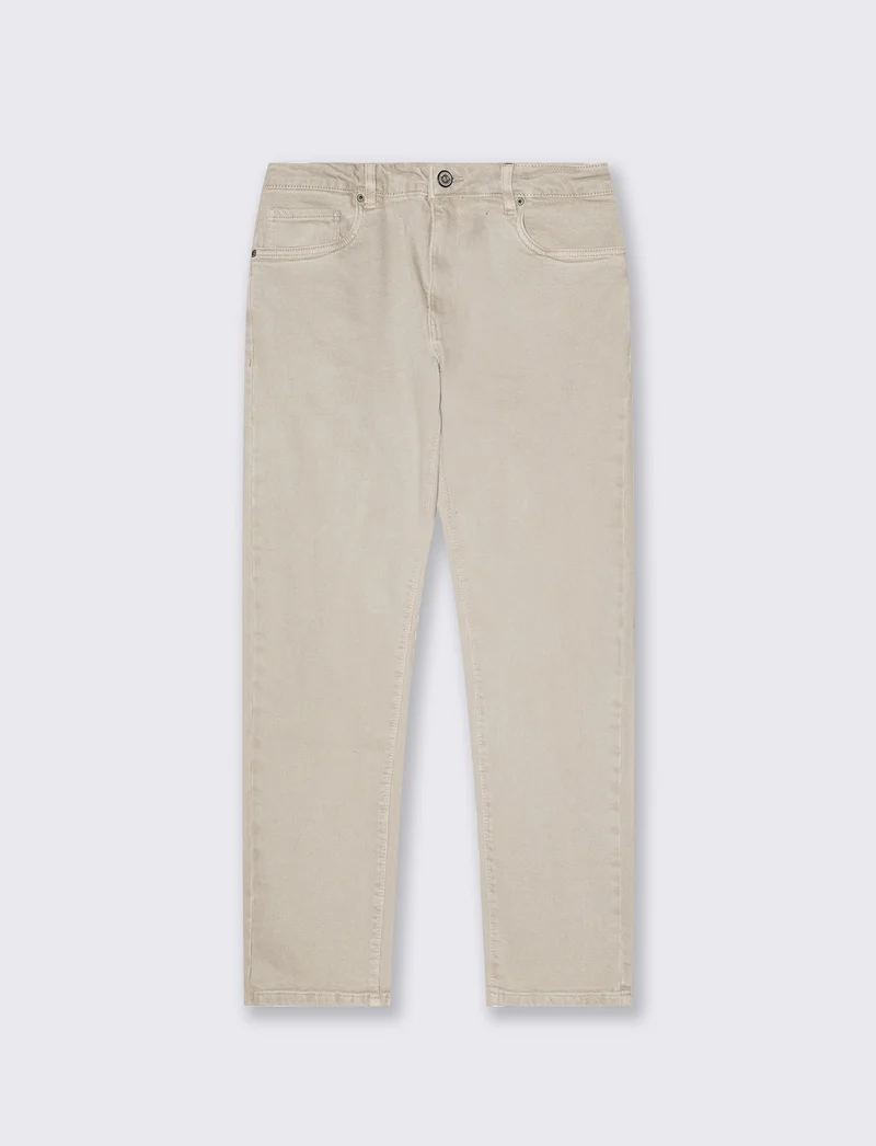 Pantaloni slim fit 5 tasche comfort - Beige