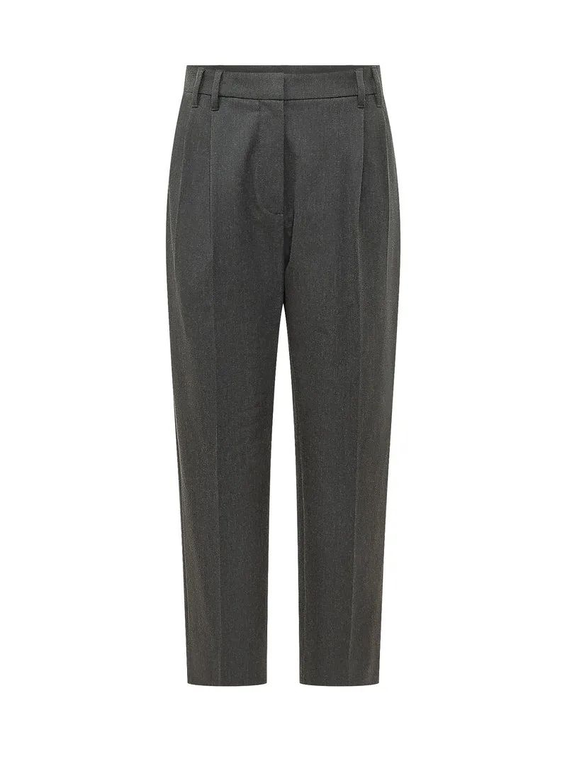 Pantaloni con Pinces e Piega Centrale
