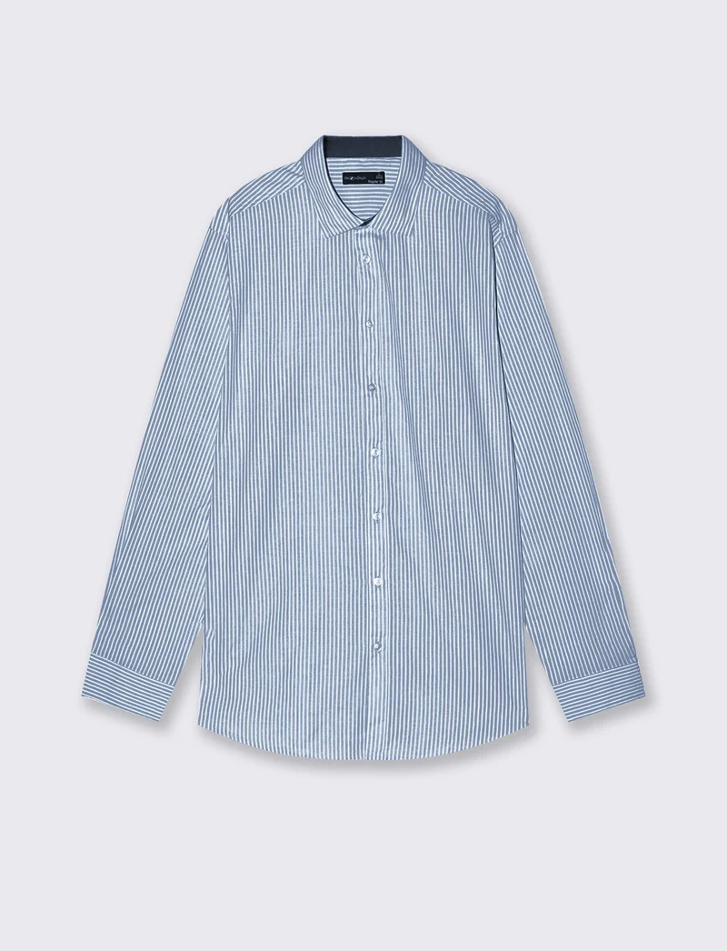 Camicia Regular Fit Easy Iron in Cotone - Bluette