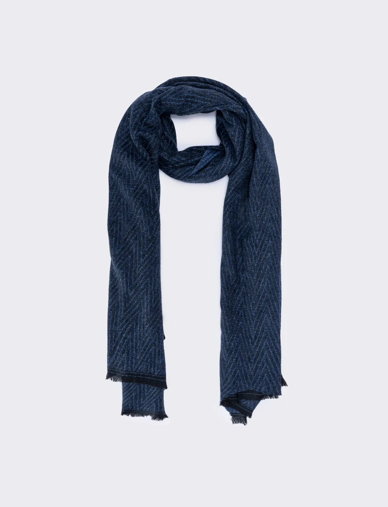 Sciarpa uomo spigata e sfrangiata - Blu