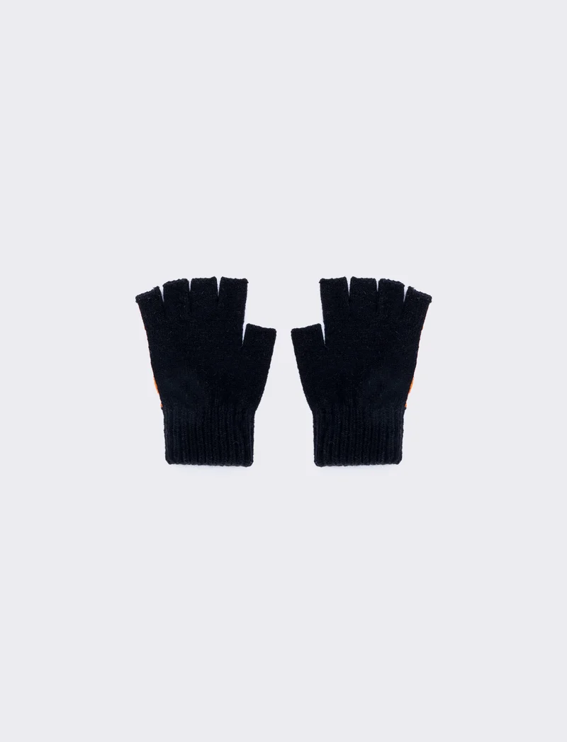 Guanti uomo maglia riga a contrasto - Nero