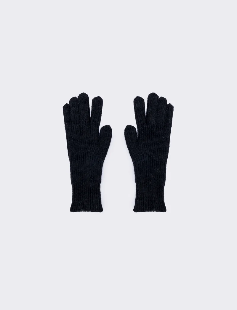 Guanti a coste medio touch elegante - Nero