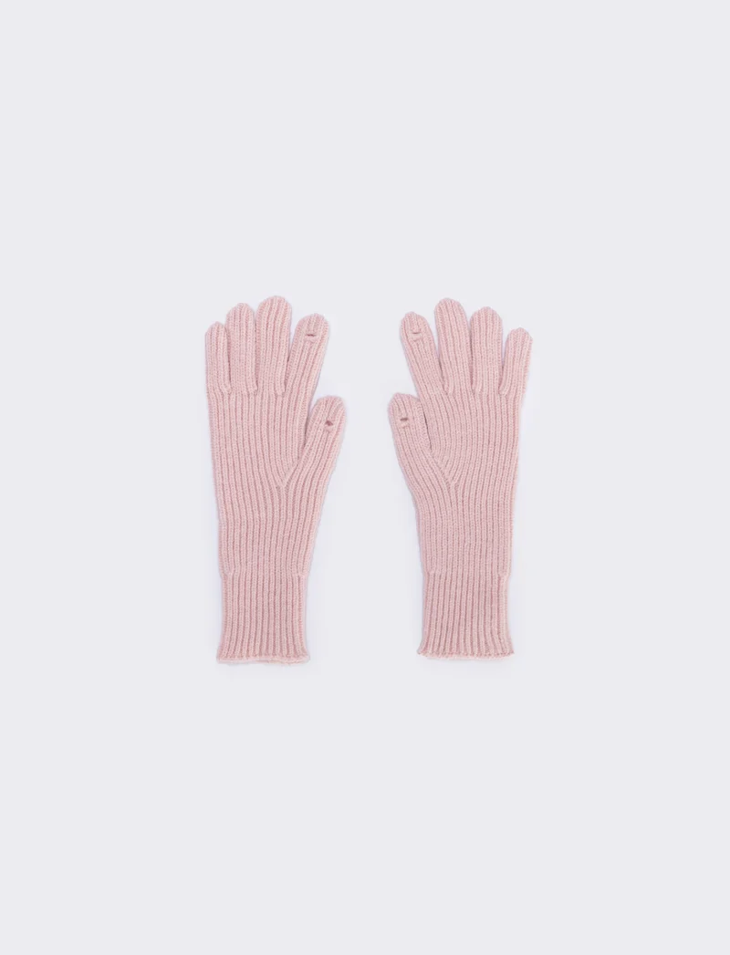 Guanti a coste medio touch elegante - Rosa