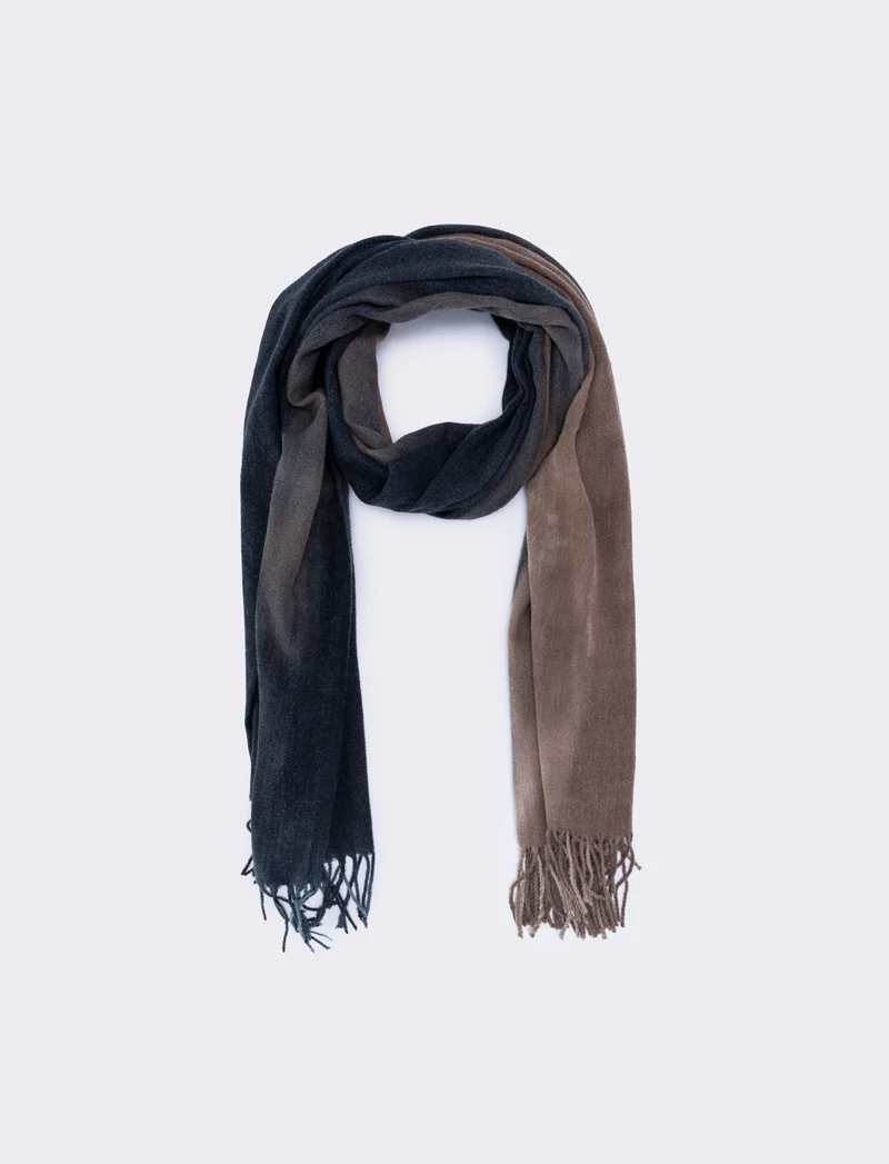 Foulard tye dye con frange uomo peso medio - Nero