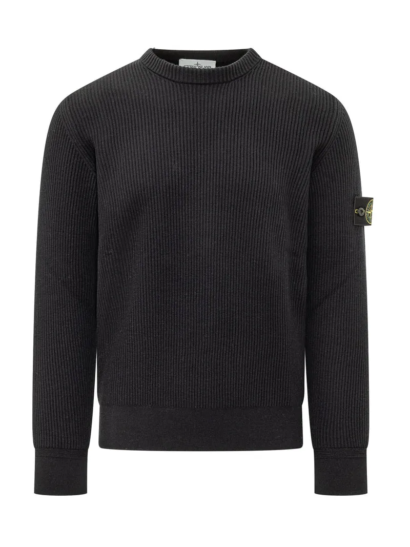 Maglia Girocollo a Coste con Patch